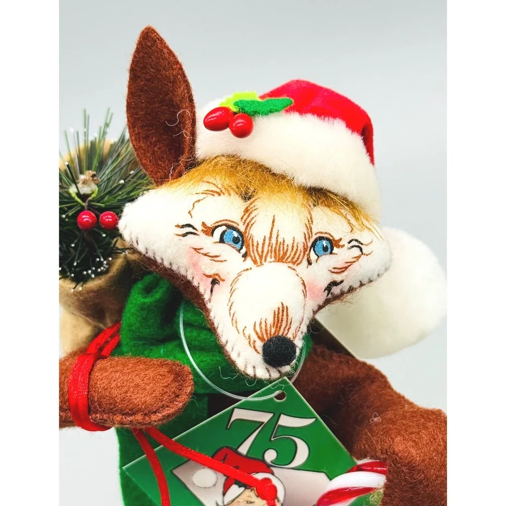 Annalee Candycane Fox Christmas Holiday Decor 751410 7 Inch Felt Doll 2010